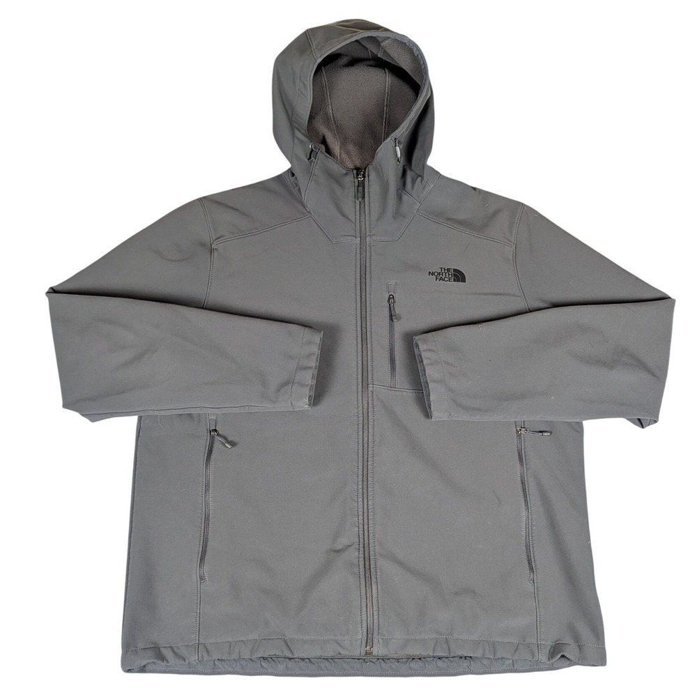 The North Face Apex Bionic Hooded Softshell Jacket Grey Windproof Full Zip -hole